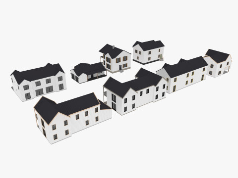Modern Residential Houses 3D Model