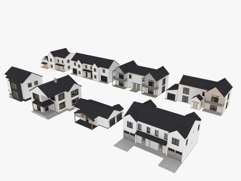 Modern Residential Houses 3D Model