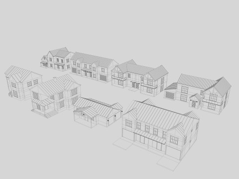 Modern Residential Houses 3D Model