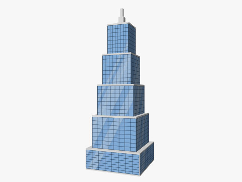 Cartoon skyscraper building 5 Low-poly Modelo 3D