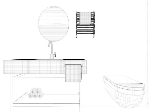 モダンな小さなバスルーム 3Dモデル