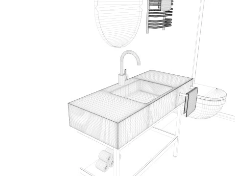 モダンな小さなバスルーム 3Dモデル