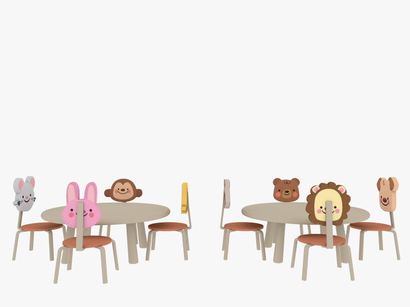 Nursery Table and Chair Low-poly 3D Model .c4d .max .obj .3ds .fbx .stl .blend 