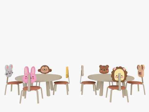 Nursery Table and Chair Low-poly 3Dモデル