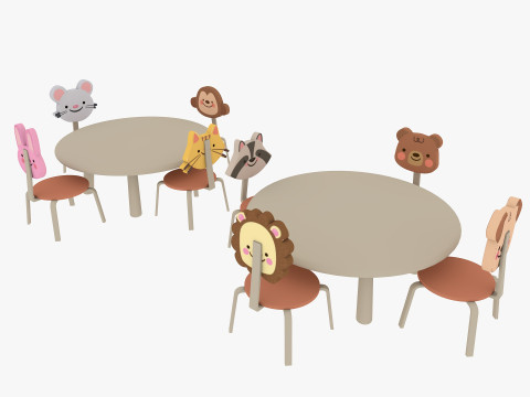 Nursery Table and Chair Low-poly 3D Model