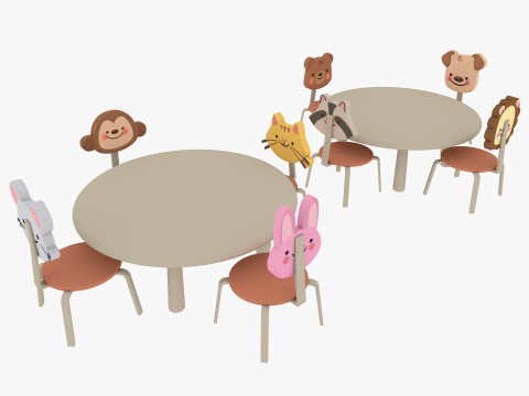 Nursery Table and Chair Low-poly 3D Model