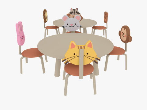 Nursery Table and Chair Low-poly 3D Model