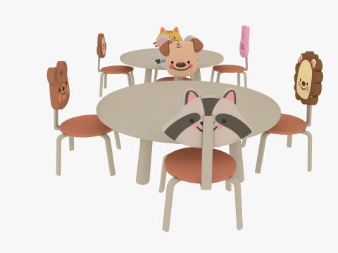 Nursery Table and Chair Low-poly 3D Model