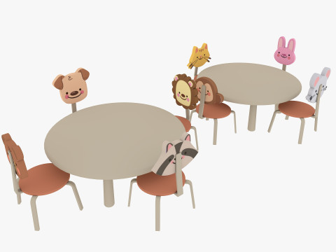 Nursery Table and Chair Low-poly 3D Model