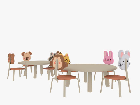 Nursery Table and Chair Low-poly 3D Model