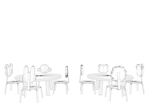 Nursery Table and Chair Low-poly 3D Model