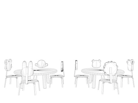 Nursery Table and Chair Low-poly 3D Model