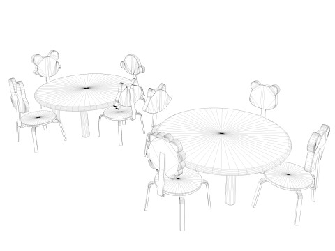 Nursery Table and Chair Low-poly 3D Model