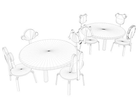 Nursery Table and Chair Low-poly 3D Model
