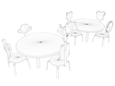 Nursery Table and Chair Low-poly 3D Model