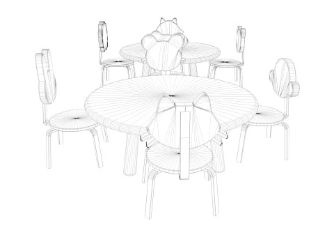 Nursery Table and Chair Low-poly 3D Model