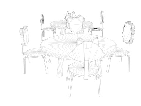 Nursery Table and Chair Low-poly 3D Model