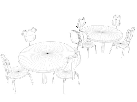 Nursery Table and Chair Low-poly 3D Model