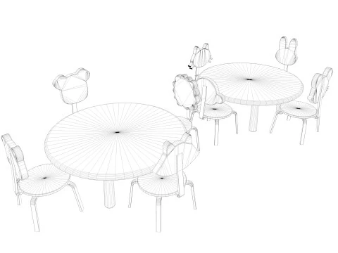 Nursery Table and Chair Low-poly 3D Model
