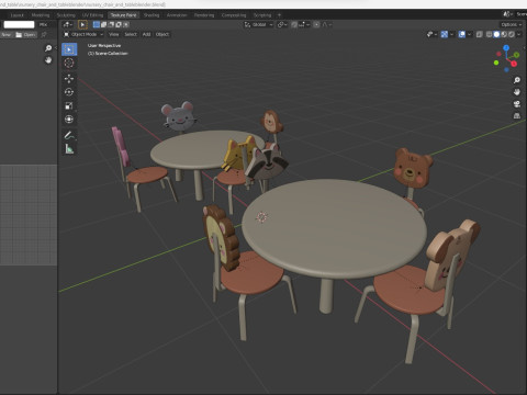 Nursery Table and Chair Low-poly 3D Model