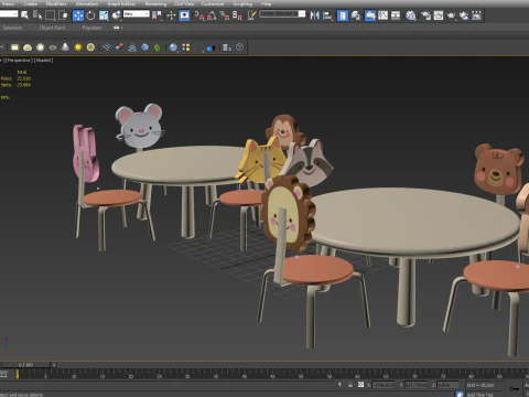 Nursery Table and Chair Low-poly 3D Model