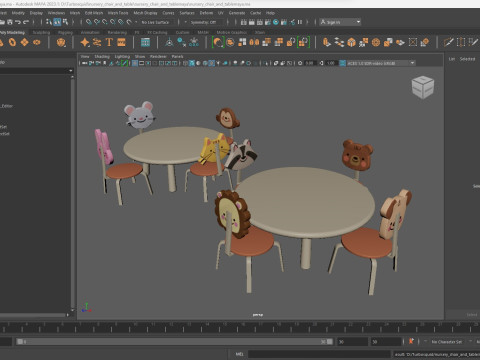 Nursery Table and Chair Low-poly 3D Model