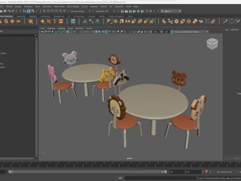Nursery Table and Chair Low-poly 3D Model