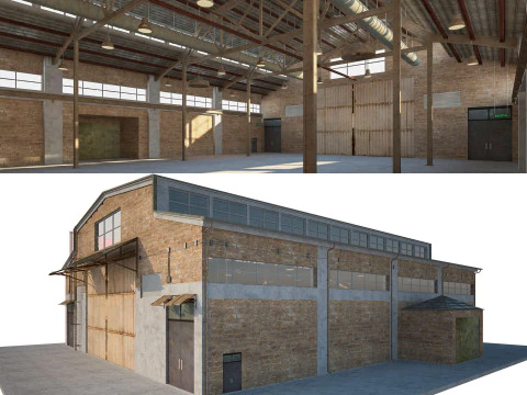 Entrep&ocirc;t Ancien int&eacute;rieur et ext&eacute;rieur Modèle 3D