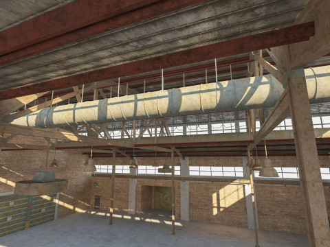 Warehouse Old interior and exterior Model 3D