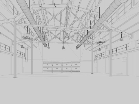 Warehouse Old interior and exterior Model 3D