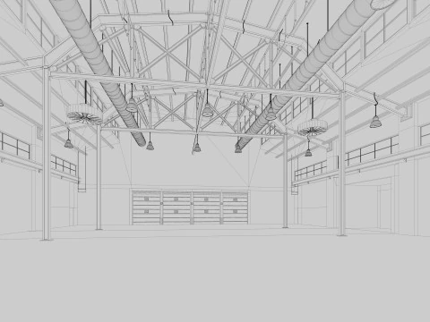 Warehouse Old interior and exterior 3D Model