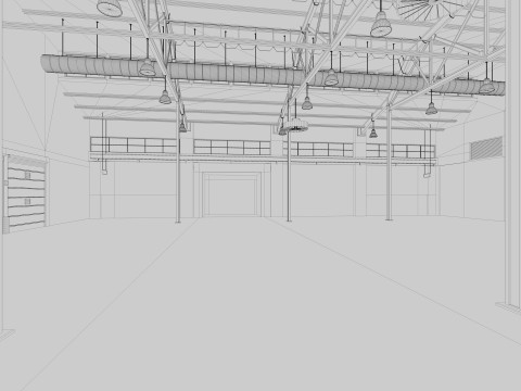 Warehouse Old interior and exterior Model 3D