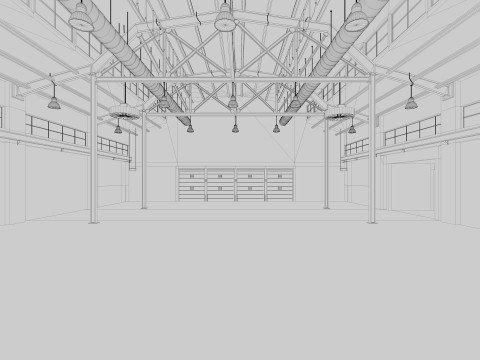 Warehouse Old interior and exterior Model 3D