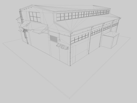 Warehouse Old interior and exterior Model 3D