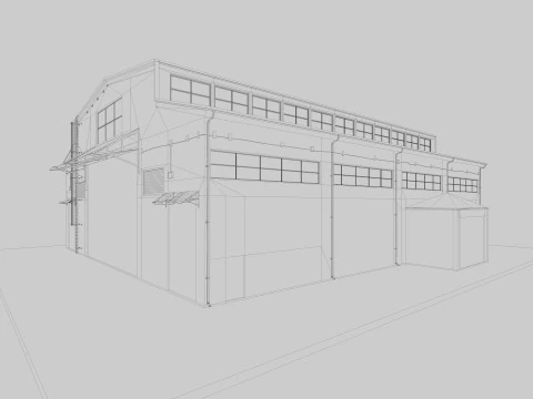 Warehouse Old interior and exterior 3D Model