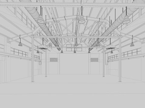 Warehouse Old interior and exterior Model 3D