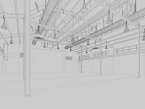 Warehouse Old interior and exterior Model 3D