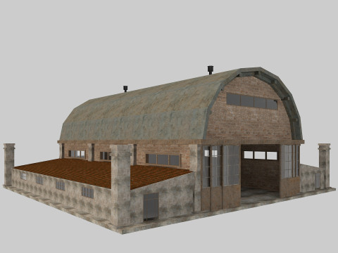 Warehouse Old interior and exterior 2 Low-poly 3D-Modell