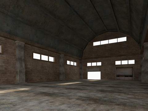 Warehouse Old interior and exterior 2 Low-poly Modelo 3D