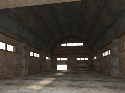 गोदाम पुराना आंतरिक और बाहरी 2 लो-पॉली 3D मॉडल