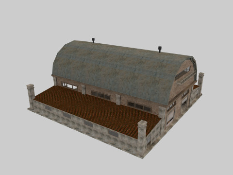 Warehouse Old interior and exterior 2 Low-poly Modelo 3D