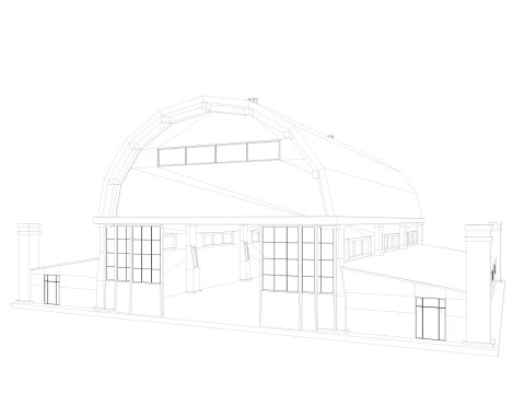 गोदाम पुराना आंतरिक और बाहरी 2 लो-पॉली 3D मॉडल