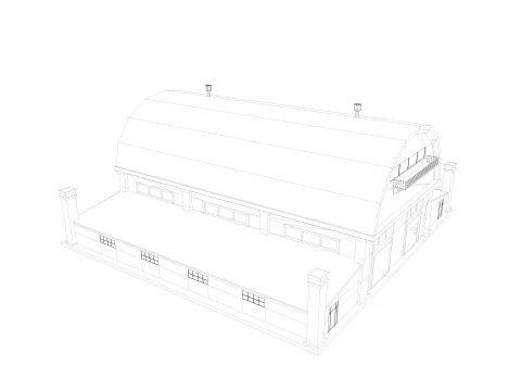 गोदाम पुराना आंतरिक और बाहरी 2 लो-पॉली 3D मॉडल
