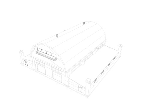 Warehouse Old interior and exterior 2 Low-poly Modelo 3D