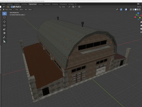 गोदाम पुराना आंतरिक और बाहरी 2 लो-पॉली 3D मॉडल