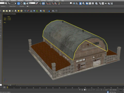 गोदाम पुराना आंतरिक और बाहरी 2 लो-पॉली 3D मॉडल