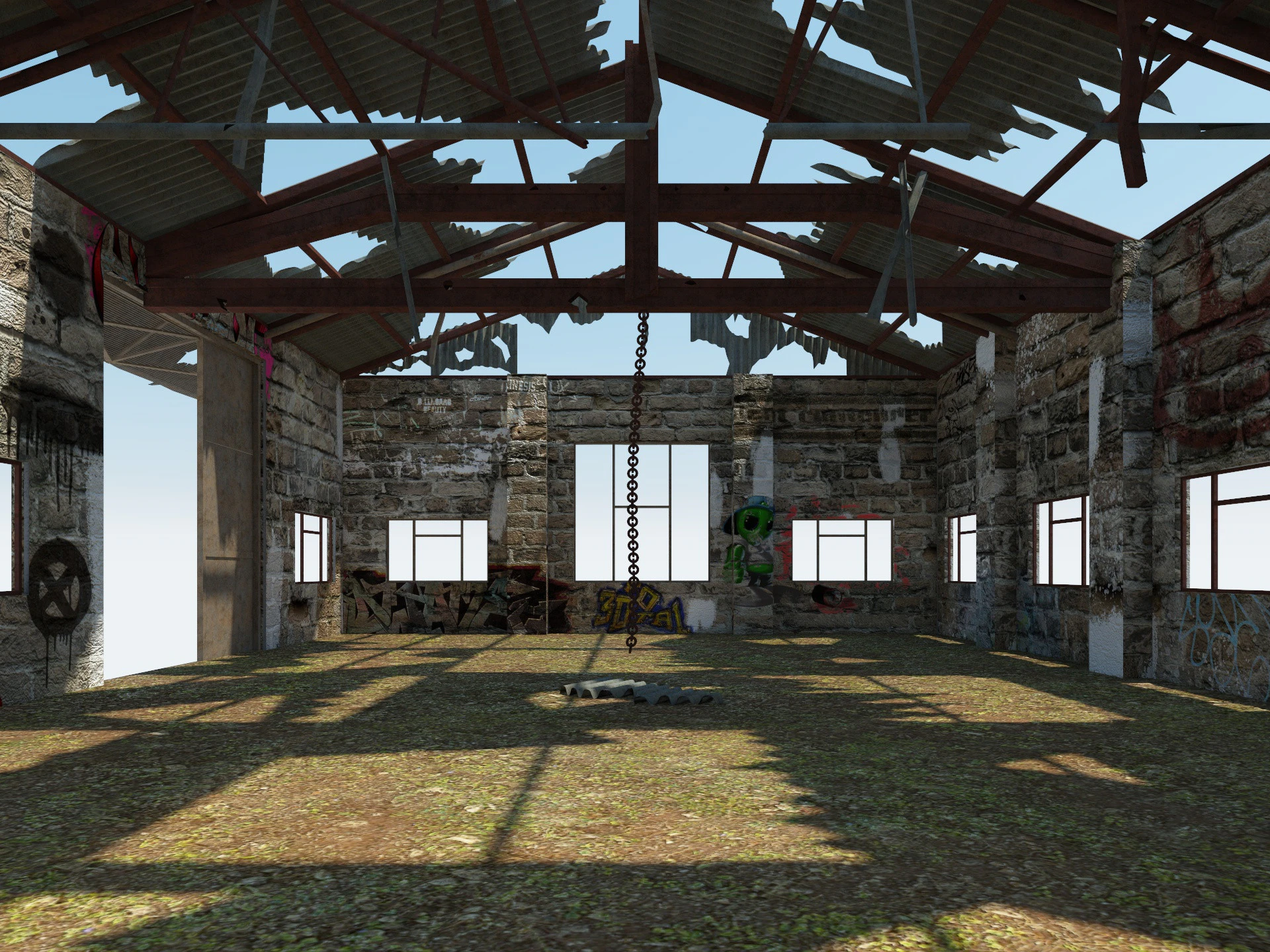Old Warehouse 3 interior and exterior 3D Model .c4d .max .obj .3ds .fbx .stl .blend 