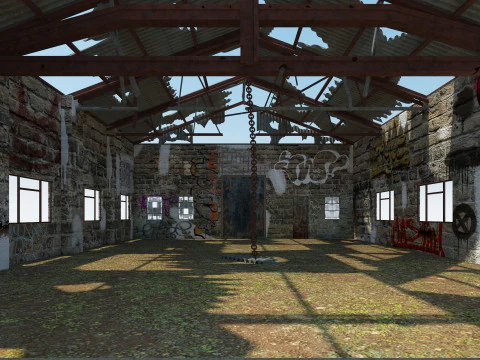 Old Warehouse 3 interior and exterior 3D Model