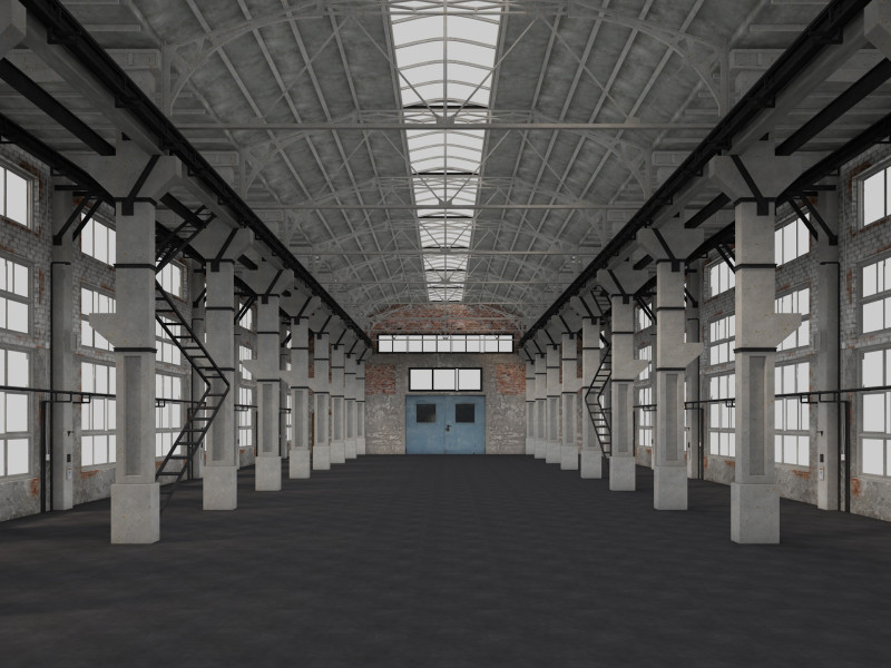 Old Warehouse interior and exterior 4 3D Model .c4d .max .obj .3ds .fbx .stl .blend
