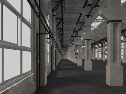 Old Warehouse interior and exterior 4 3D Model